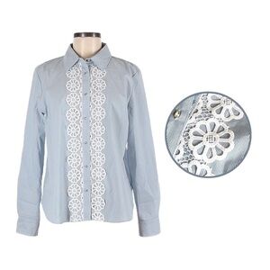 🌺 Marc New York Blue Floral Lace Pinstripe Poplin Button Down Shirt Size M